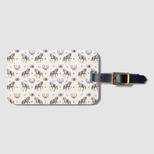 Etiqueta Para Maletas Caballo de Dressage Elegante y Herradura Acuarela