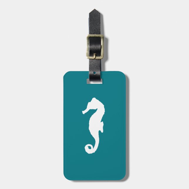 Etiqueta Para Maletas Caballo de mar blanco (Frente Vertical)