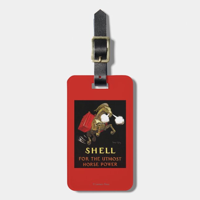 Etiqueta Para Maletas Caballo mecánico con Shell Oil (Frente Vertical)