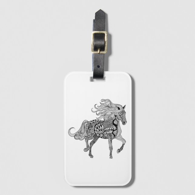 Etiqueta Para Maletas Caballo negro inspirado (Anverso vertical)