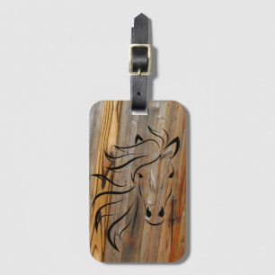 Etiqueta Para Maletas Caballo Rústico en Madera