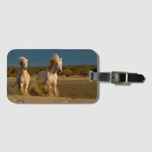 Etiqueta Para Maletas Caballos Blancos Corriendo En La Playa  Camarga, F