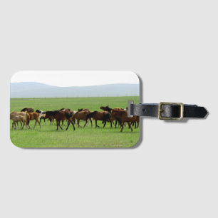 Etiqueta Para Maletas Caballos en pastoreo - Fotografía paisajística