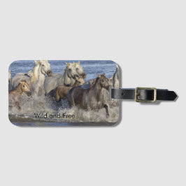Etiqueta Para Maletas Caballos galopando en el agua