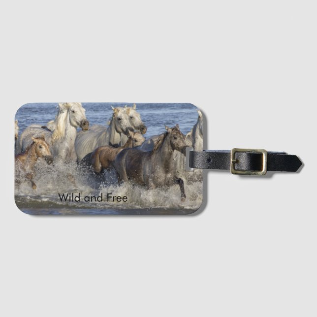 Etiqueta Para Maletas Caballos galopando en el agua (Anverso horizontal)