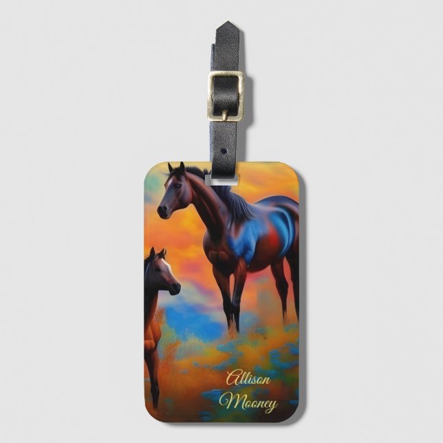 Etiqueta Para Maletas Caballos salvajes *personalizar* (Anverso vertical)