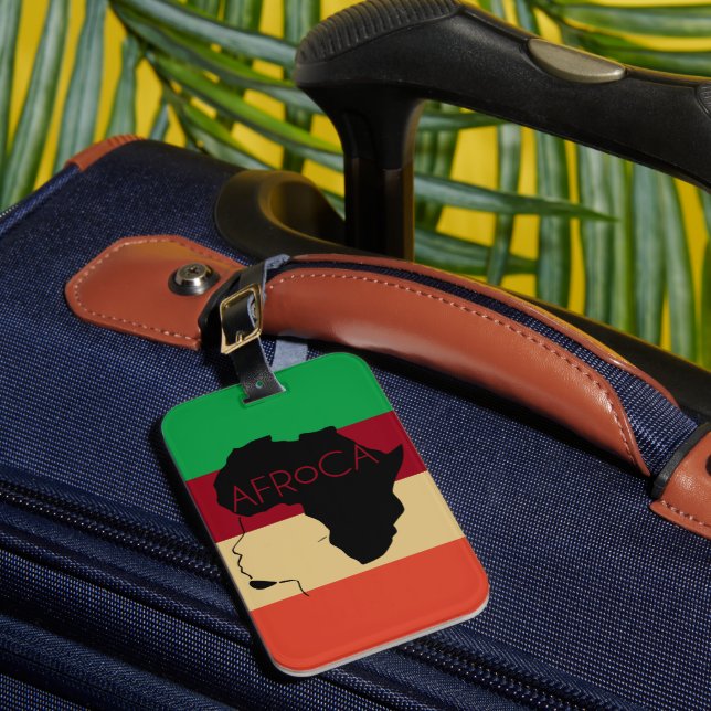 Etiqueta Para Maletas Cabello negro natural Afro (Anverso In situ 1)