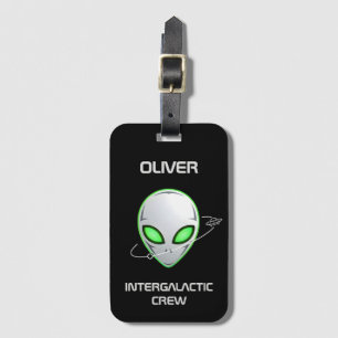Etiqueta Para Maletas Cabeza de alienígena OVNI de ciencia ficción elega
