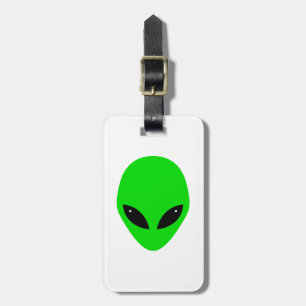 Etiqueta Para Maletas cabeza de alienígena verde personalizada