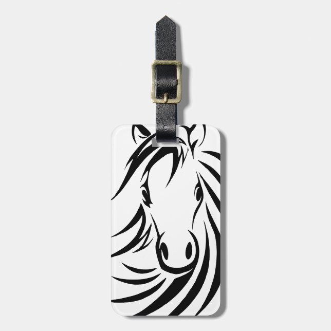 Etiqueta Para Maletas Cabeza de caballo negra (Frente Vertical)