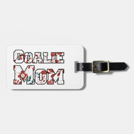 Etiqueta Para Maletas Cabeza de hockey Mamá Flora Roja Azul