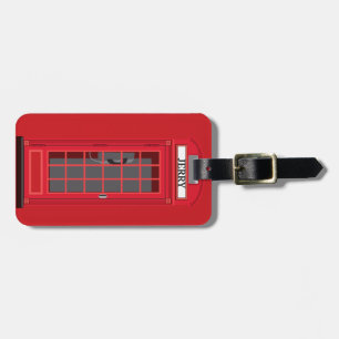 Etiqueta Para Maletas Cabina de teléfono roja icónica de Londres con nom