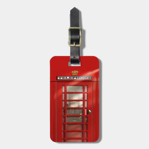 Etiqueta Para Maletas Cabina de teléfonos roja británica clásica