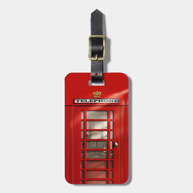 Etiqueta Para Maletas Cabina de teléfonos roja británica clásica (Frente Vertical)