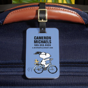 Etiqueta Para Maletas Cacahuetes   Bicicleta Snoopy & Woodstock