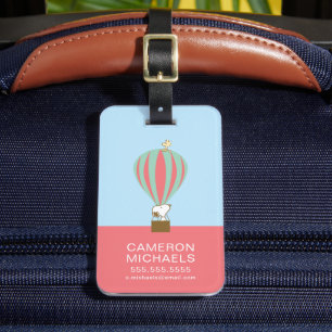 Etiqueta Para Maletas Cacahuetes   Globo de aire caliente Snoopy & Woods