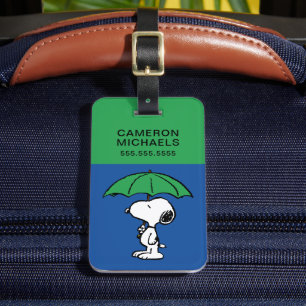 Etiqueta Para Maletas Cacahuetes   Snoopy Green Umbrella