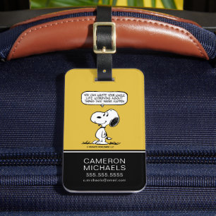 Etiqueta Para Maletas Cacahuetes   Snoopy, no puedes aguantar toda tu vi