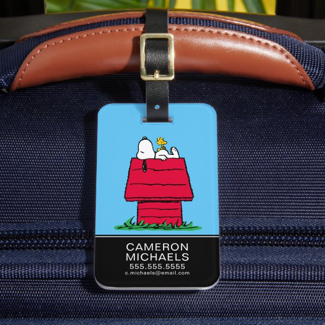 Etiqueta Para Maletas Cacahuetes | Snoopy & Woodstock Doghouse (Anverso In situ 2)