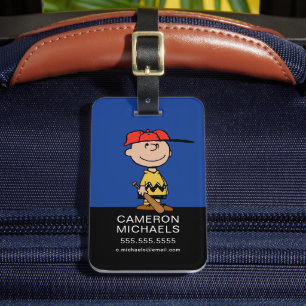 Etiqueta Para Maletas Cacahuetes Sonrisa de béisbol Charlie Brown