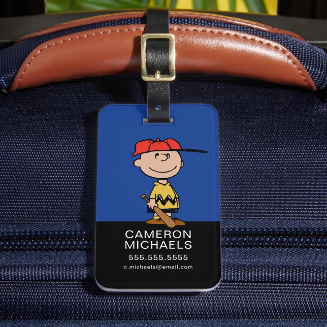 Etiqueta Para Maletas Cacahuetes | Sonrisa de béisbol Charlie Brown (Anverso In situ 2)