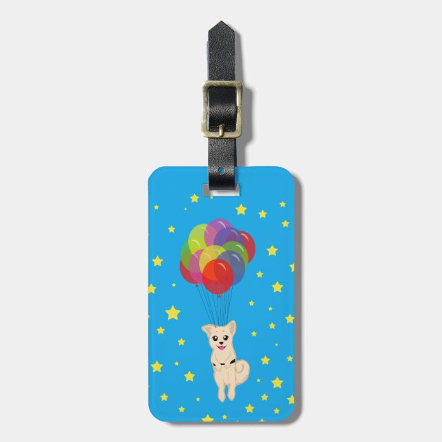 Etiqueta Para Maletas Cachorro con globos (Frente Vertical)