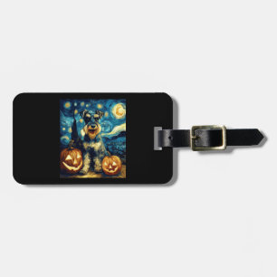 Etiqueta Para Maletas Cachorro Cute Miniature Schnauzer Halloween Jack O