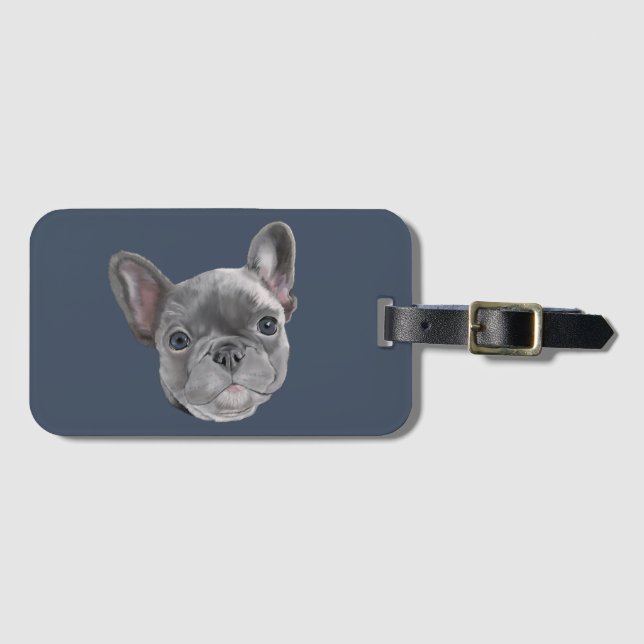 Etiqueta Para Maletas Cachorro de Bulldog francés (Anverso horizontal)