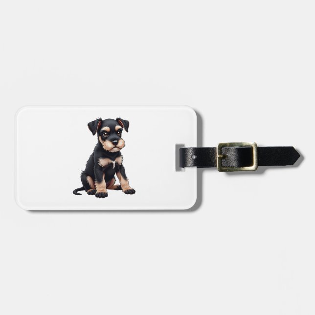 Etiqueta Para Maletas Cachorro de Schnauzer Miniatura (3) (Frente Horizontal)