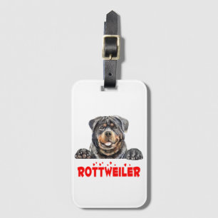 Etiqueta Para Maletas Cachorro Rottie Mamá Perrito Rottweiler Acuarela
