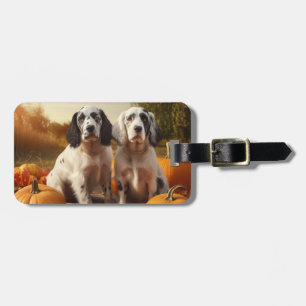 Etiqueta Para Maletas Cachorro Setter Inglés Otoño Delicia Calabaza 