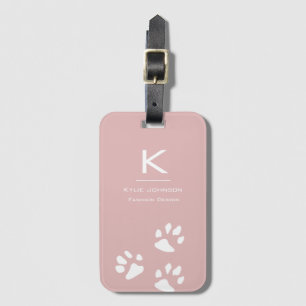 Etiqueta Para Maletas Cachorro simple y elegante de perro Cute Rosa Mono