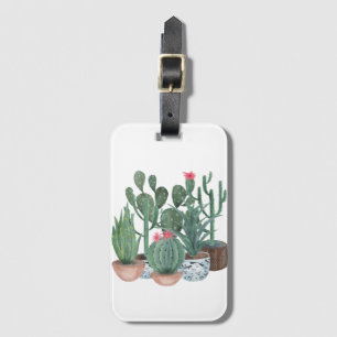 Etiqueta Para Maletas Cactus acuarela.