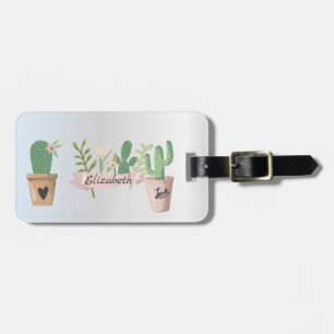 Etiqueta Para Maletas Cactus Adorables, Plata