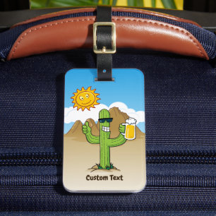 Etiqueta Para Maletas Cactus con cerveza