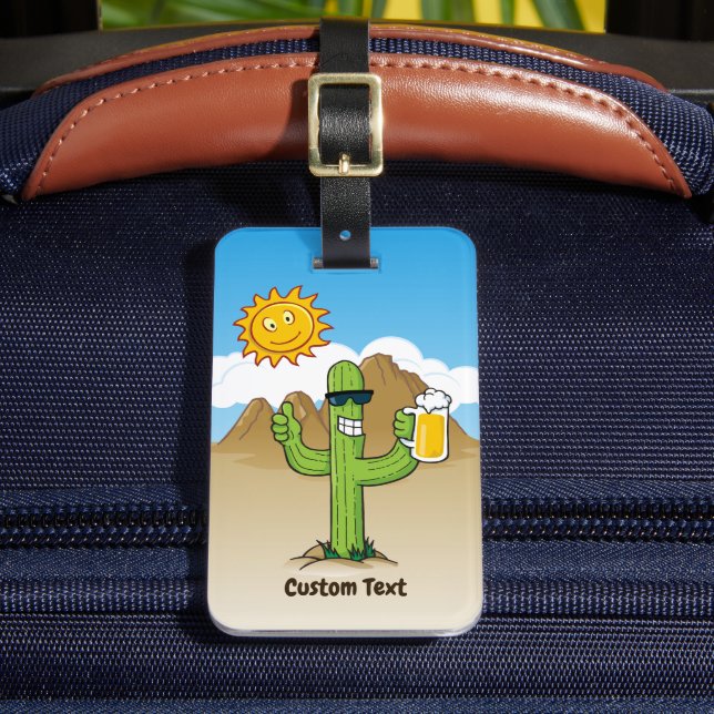 Etiqueta Para Maletas Cactus con cerveza (Anverso In situ 2)