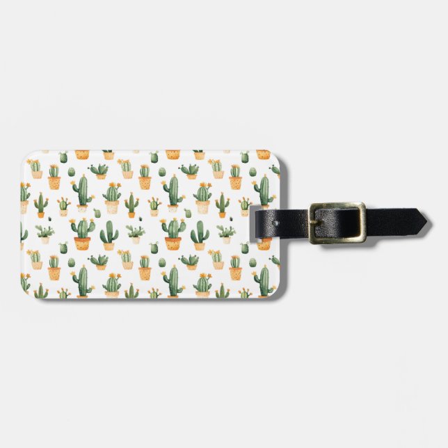 Etiqueta Para Maletas Cactus pulido en blanco (Frente Horizontal)