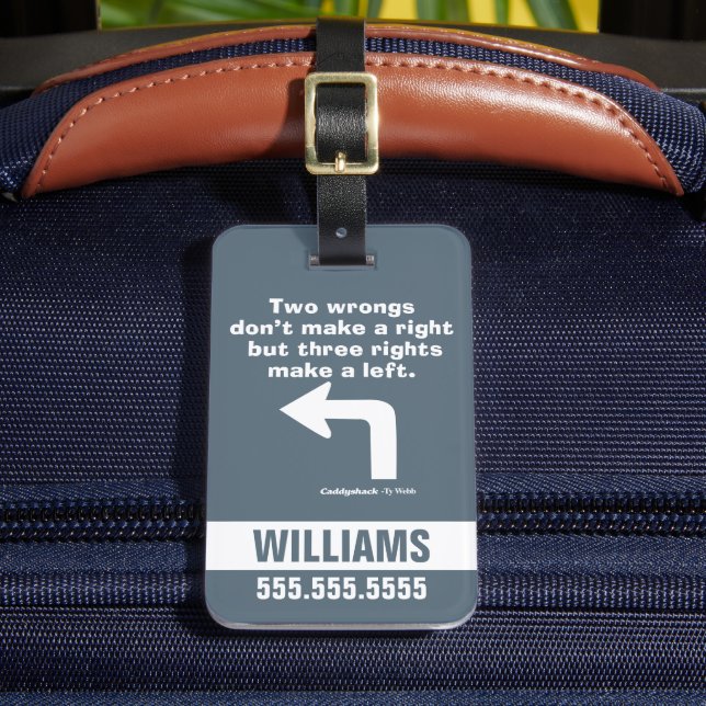 Etiqueta Para Maletas Caddyshack | Two Wrongs Don't Make A Right (Anverso In situ 2)