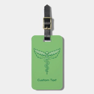 Etiqueta Para Maletas Caduceo con hojas