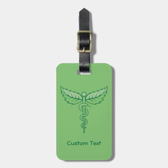Etiqueta Para Maletas Caduceo con hojas (Frente Vertical)