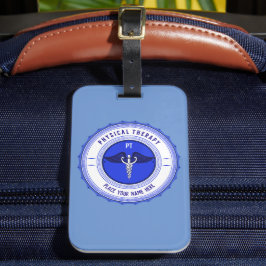 Etiqueta Para Maletas Caduceus de Terapia Física Azul Personalizada