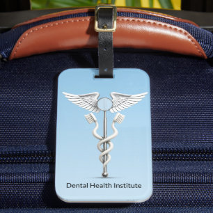 Etiqueta Para Maletas Caduceus Dental Mirror White Toothcel Médico