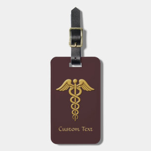Etiqueta Para Maletas Caduceus dorado