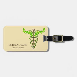 Etiqueta Para Maletas Caducto médico alternativo Verde deja beige