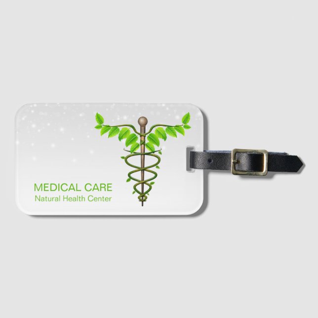 Etiqueta Para Maletas Caducto médico alternativo Verde deja blanco (Anverso horizontal)