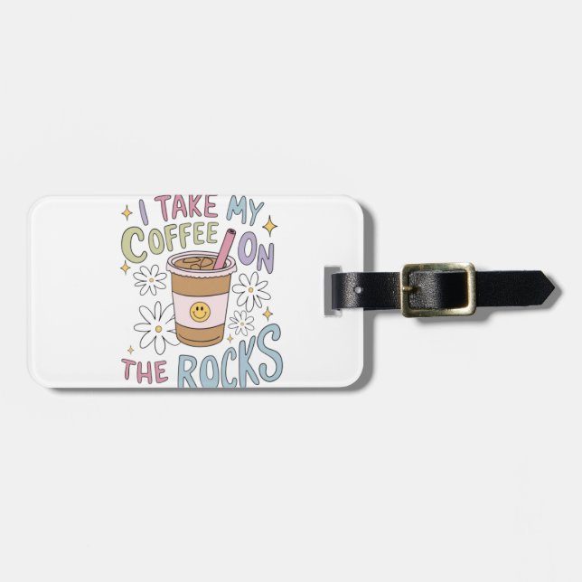 Etiqueta Para Maletas Café en las rocas (Frente Horizontal)