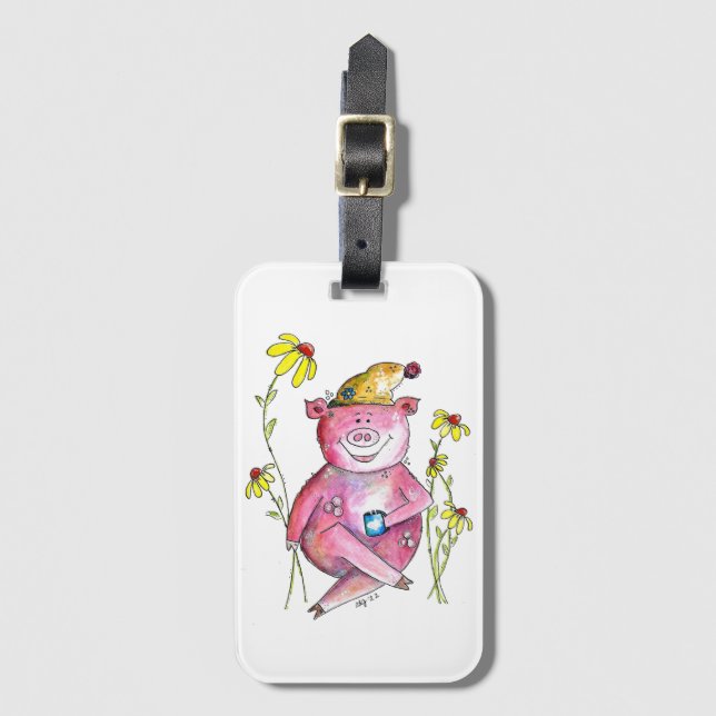 Etiqueta Para Maletas Café para beber cerdo delicioso (Anverso vertical)