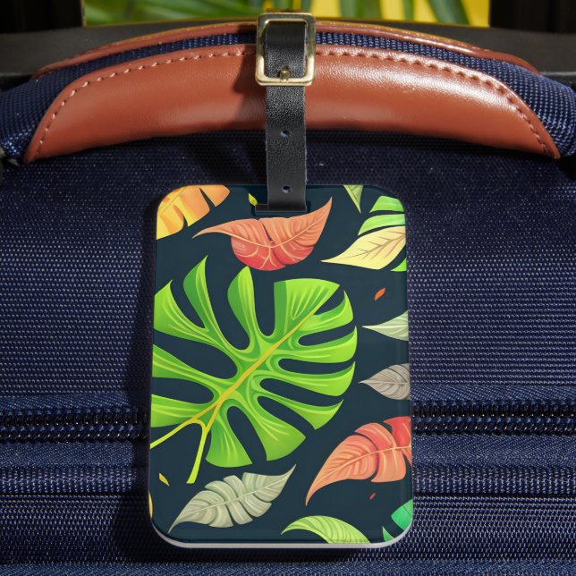 Etiqueta Para Maletas Caída de Monstera (Anverso In situ 2)