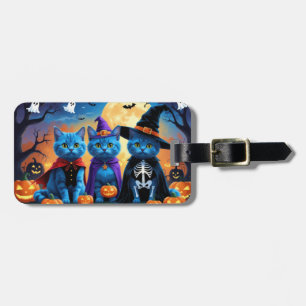 Etiqueta Para Maletas Calabaza de los gatos azules rusos Halloween es di