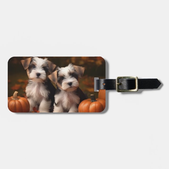 Etiqueta Para Maletas Calabaza deslumbrante Otoño más Terrier (Frente Horizontal)